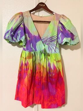 Anthropologie Plenty by Tracy Reese puff-sleeve surplice dress size medium